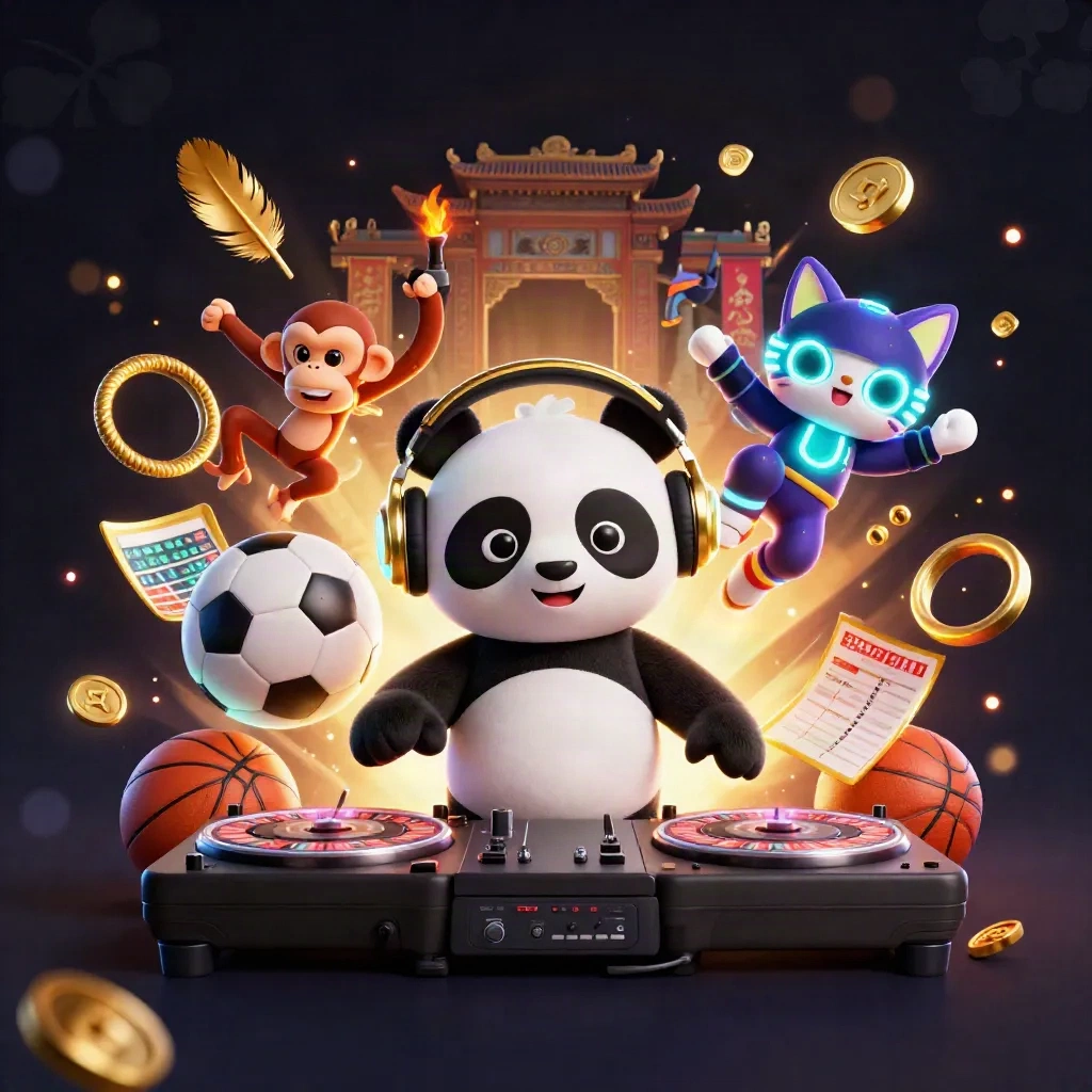 DJ-panda, breakdancende aap en glow-stick kitten in luxe casinostijl